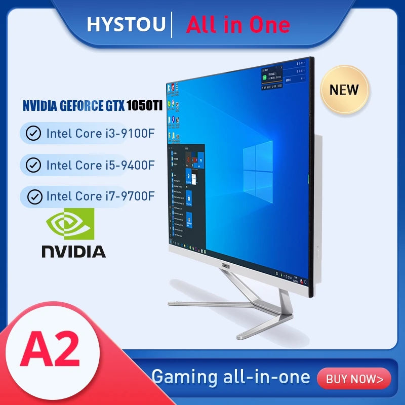 23.8 27 Inch White Desktop Computer PC Gaming All in One Intel 8 Core i7 10870H Monoblock NVIDIA GTX1650 4G GDDR5 for PC Gamer