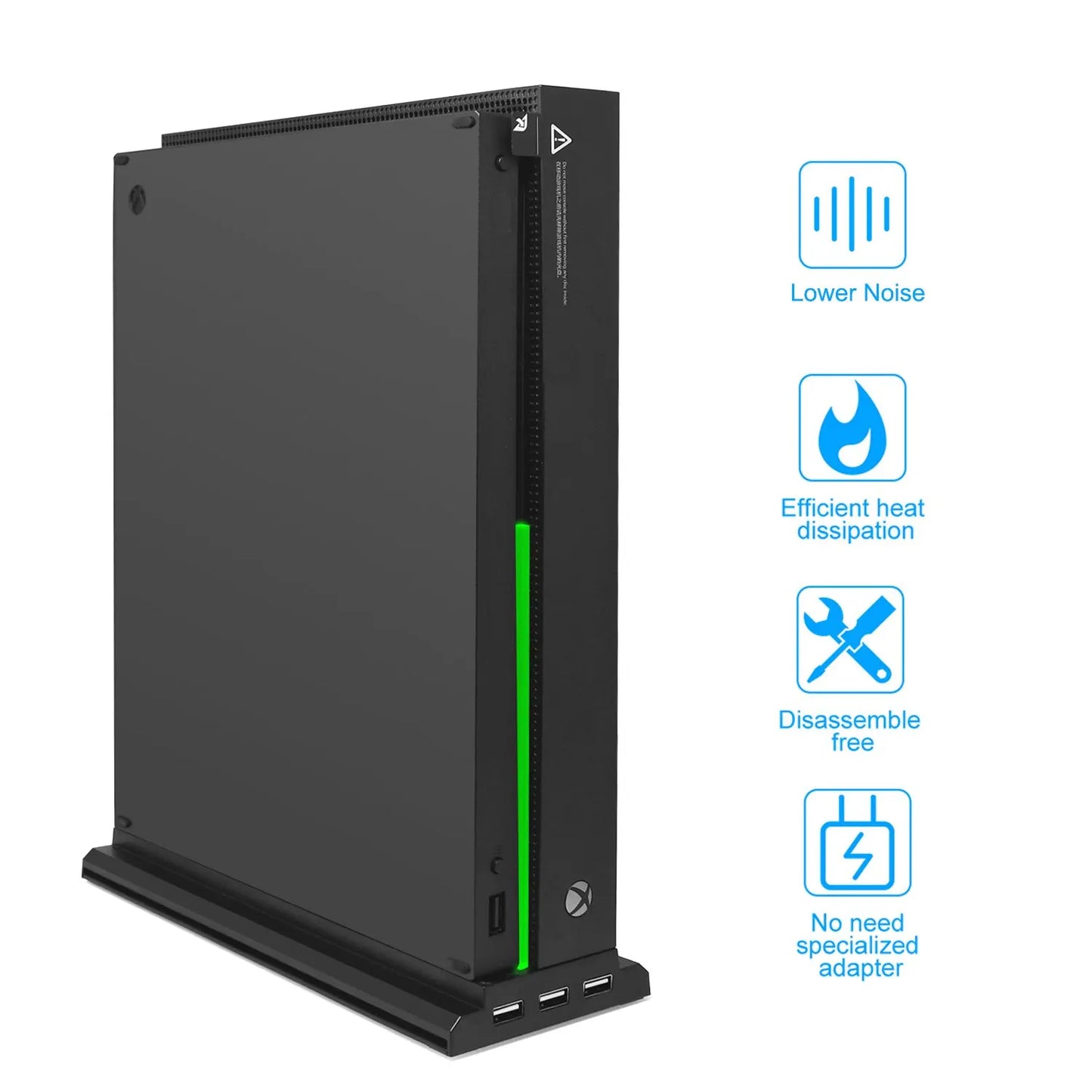 New Vertical Stand for Xbox one X with 3 Cooling Fans + 3 USB Port Hub Vertical Cooling Base/Dock for Xbox One X Game Console