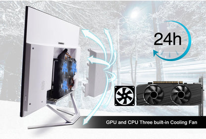 23.8 27 Inch White Desktop Computer PC Gaming All in One Intel 8 Core i7 10870H Monoblock NVIDIA GTX1650 4G GDDR5 for PC Gamer