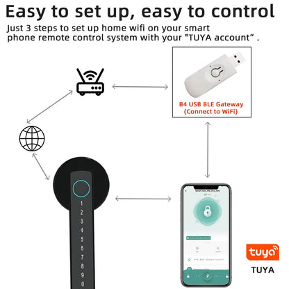 Cerradura electrónica digital con huella dactilar RAYKUBE M5 Tuya BLE con contraseña, llave, tarjeta IC, Smartlife y desbloqueo por aplicación Tuya