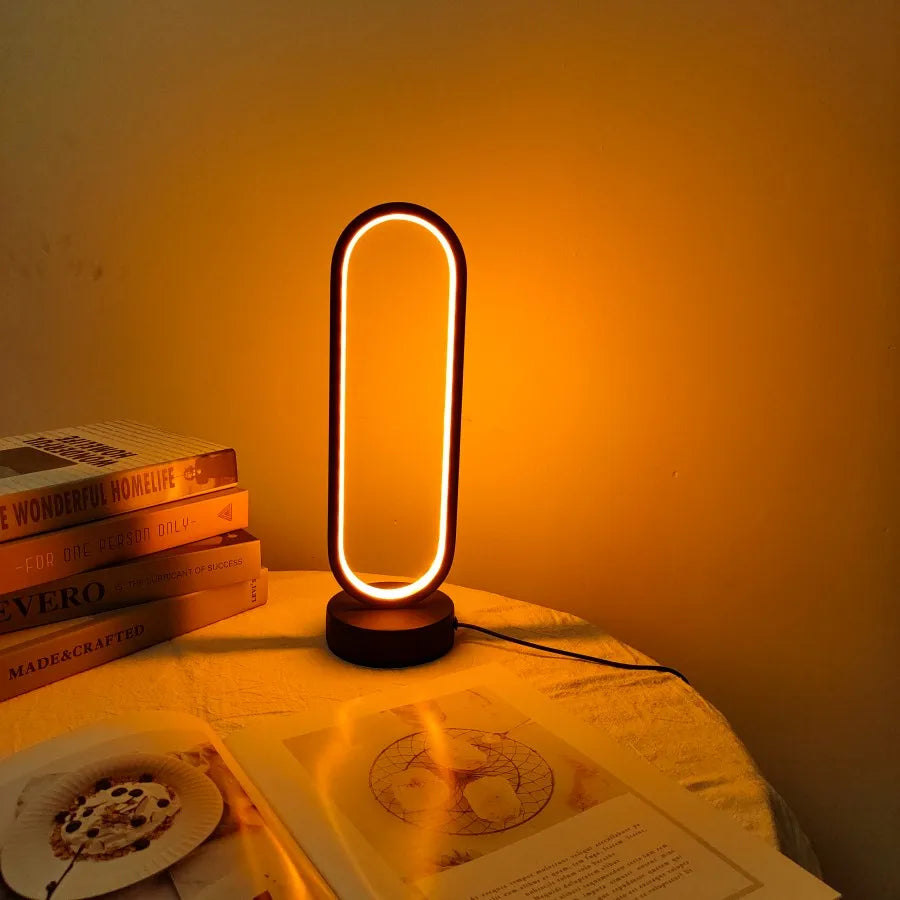 1 lámpara de anillo para dormitorio, lámpara de noche LED con atenuación de tres colores para sala de estar