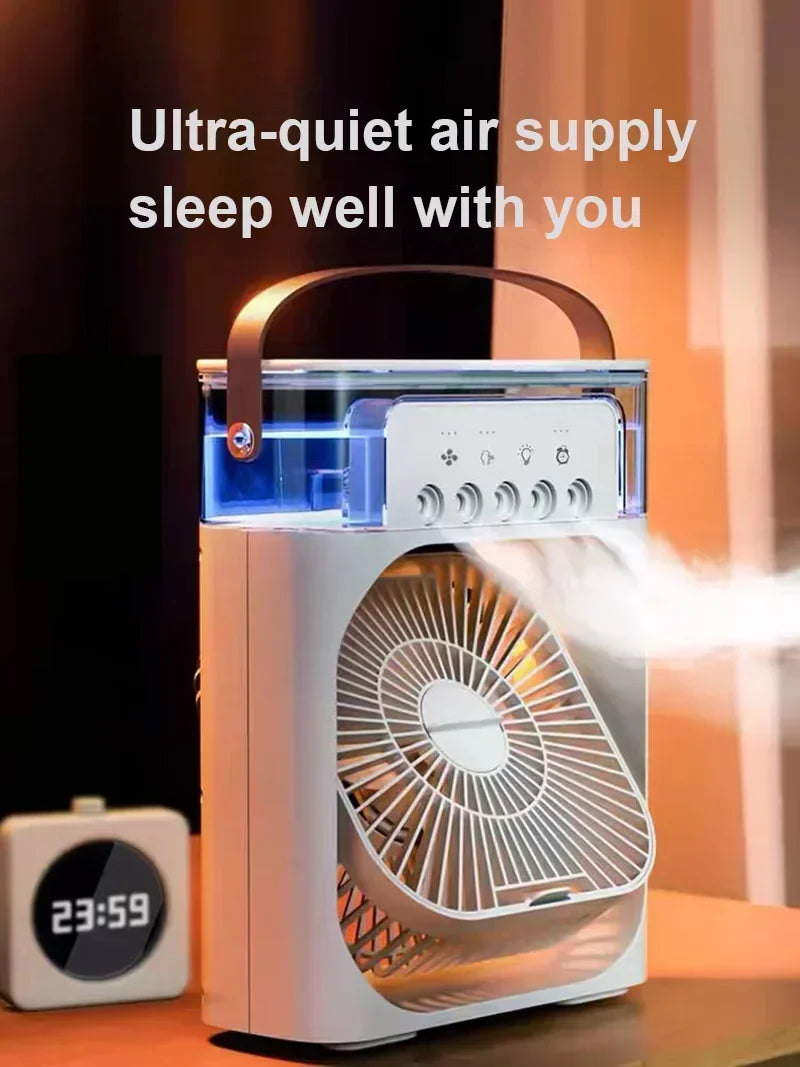 Household air humidifier, portable fan, air conditioner, USB electric fan, LED night light, water mist fun three in one usb fan