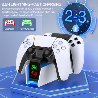 RGB Controller Charging Station For PlayStation 5 Dual Fast Charger LED Indicator Charging Stand Docking Station For PS5 Gamepad