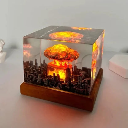 Lámpara de nube de hongo con bomba de explosión nuclear, lámpara sin llama para decoración de patio, sala de estar, luz nocturna 3D recargable