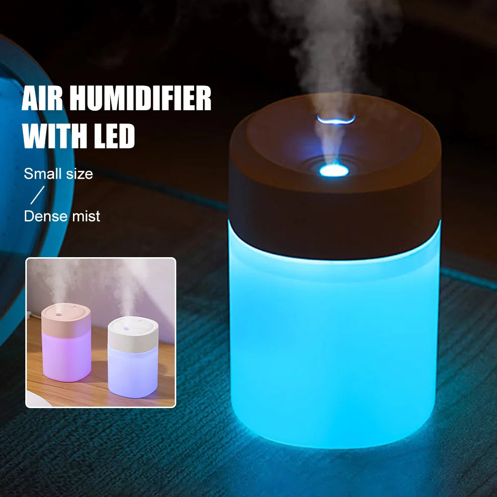 Minihumidificador de 200 ml, humidificador de aire ultrasónico USB, lámpara LED, difusor de aceites esenciales, purificador de coche, generador de niebla aniónica de aroma portátil