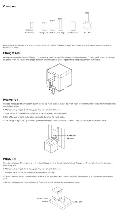 Robot inteligente Fingerbot para el hogar, aplicación Adaprox Home, Bluetooth 4.2, interruptor inteligente Finger Bot, control remoto por voz para Alexa y Google Home