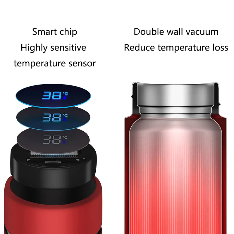 Smart Digital Water Bottle Keeps Cold And Heat Thermal Bottle Stainless Steel Thermos For Baby Children Kids Terms