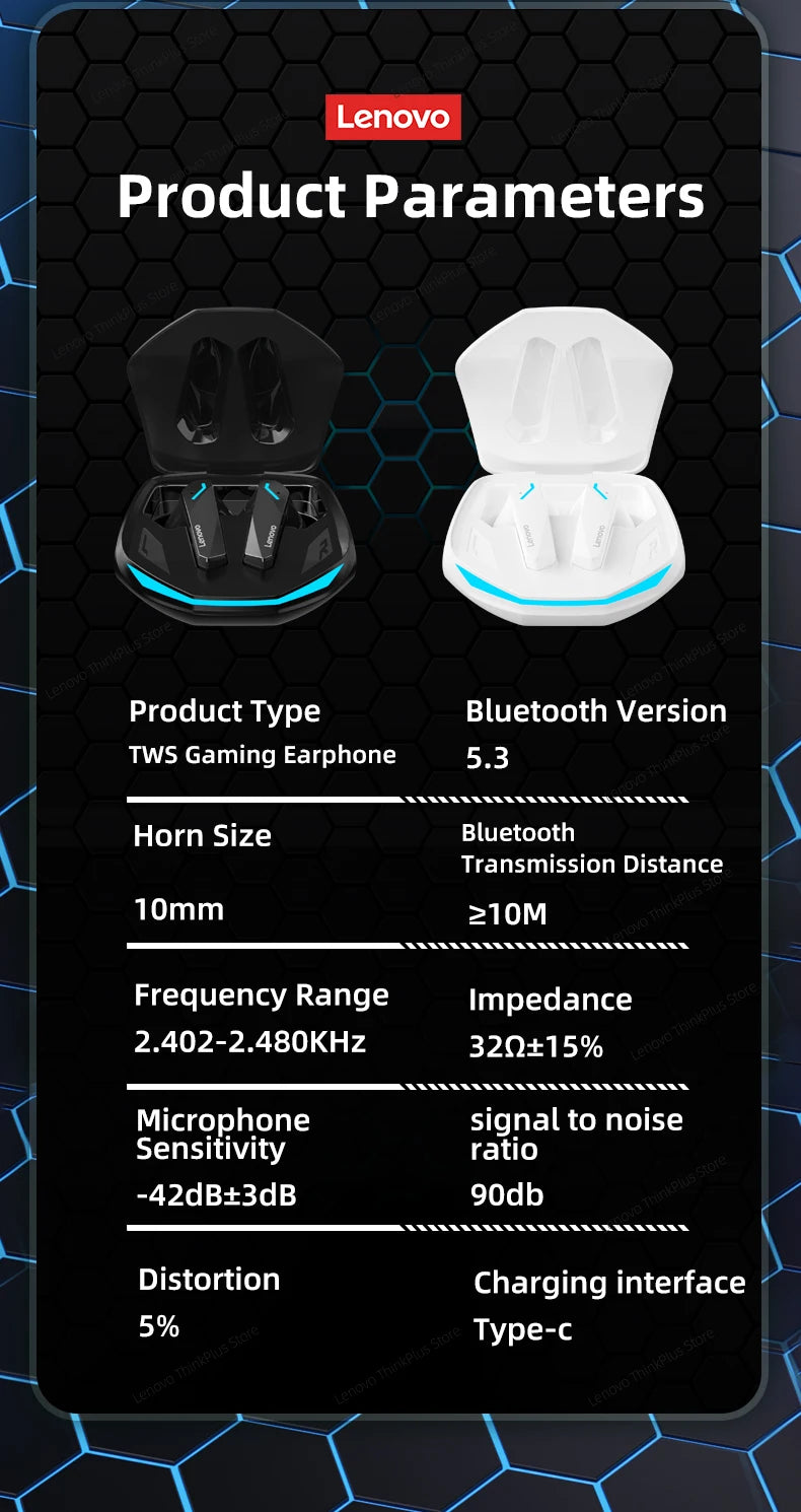 Original Lenovo GM2 Pro 5.3 Earphone Bluetooth Wireless Earbuds Low Latency Headphones HD Call Dual Mode Gaming Headset With Mic