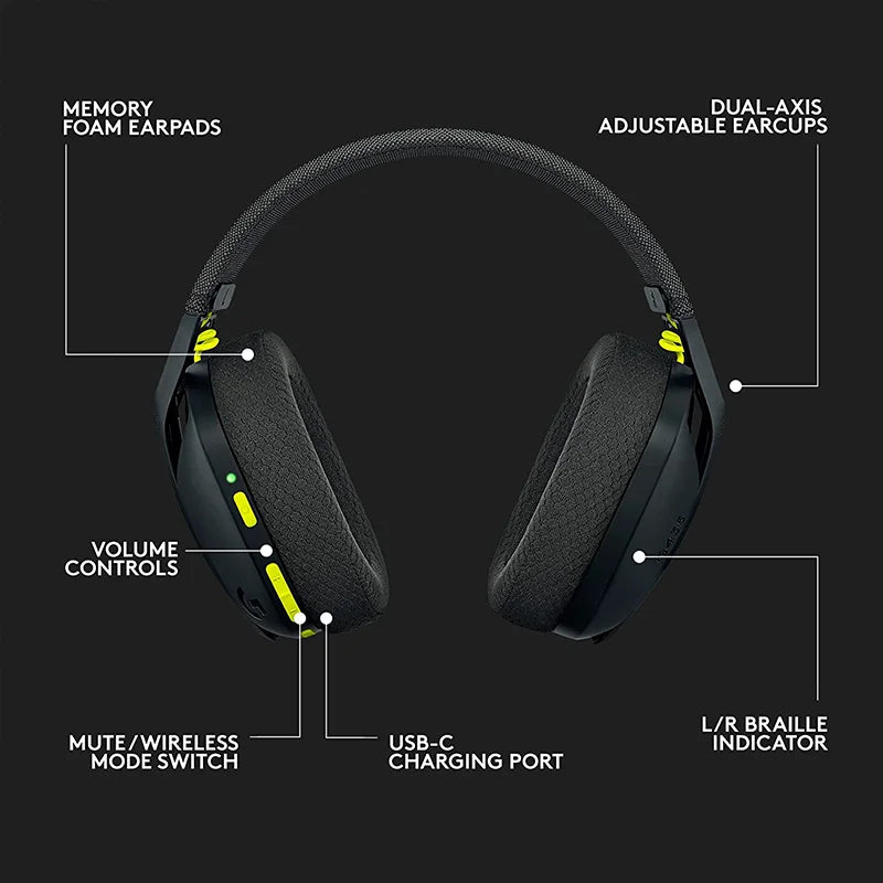 AURICULARES INALÁMBRICOS PARA JUEGOS Logitech G435 LIGHTSPEED Sonido envolvente 7.1 Micrófono incorporado Auriculares Bluetooth para jugadores para PC/PS