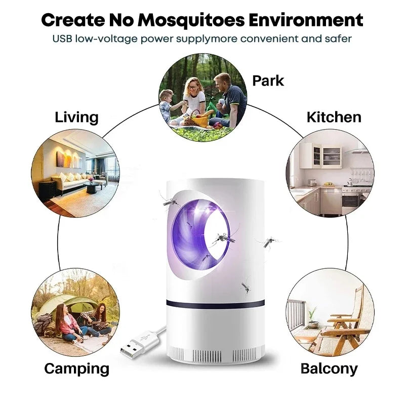 Trampa eléctrica portátil para mosquitos Xiaomi, lámpara para matar mosquitos con fuente de alimentación USB y adaptador, ventilador de succión, trampa para moscas e insectos para interiores