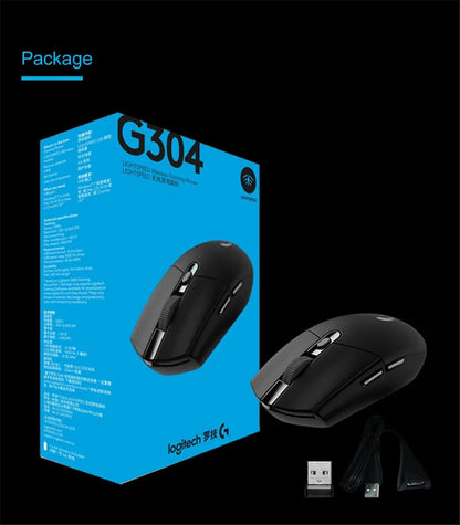 Ratón inalámbrico para juegos Logitech G304 Ligthspeed original, sensor Hero 12K, 12000 DPI, 6 botones programables, compatible con PC y MacOS