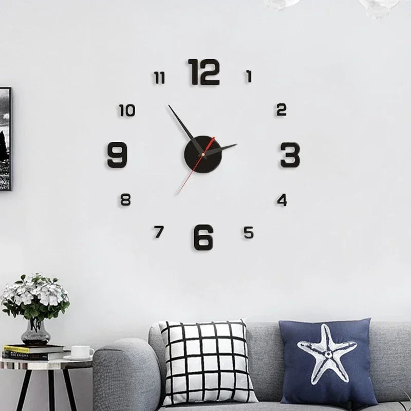 Reloj de pared luminoso 3D sin marco acrílico reloj digital DIY pegatinas de pared reloj silencioso para sala de estar dormitorio oficina decoración de pared