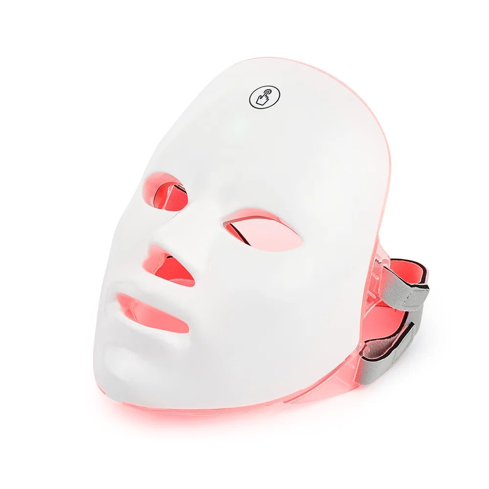 Máscara facial LED recargable, 7 colores, terapia de fotones LED, máscara de belleza, rejuvenecimiento de la piel, dispositivo de belleza blanqueador y lifting facial para el hogar