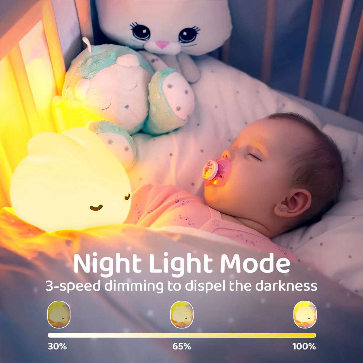 Luz de noche de conejo para habitación de niños, linda lámpara de conejito, regalos para guardería, niñas, niños pequeños, decoración de habitación kawaii, luz de noche de silicona USB