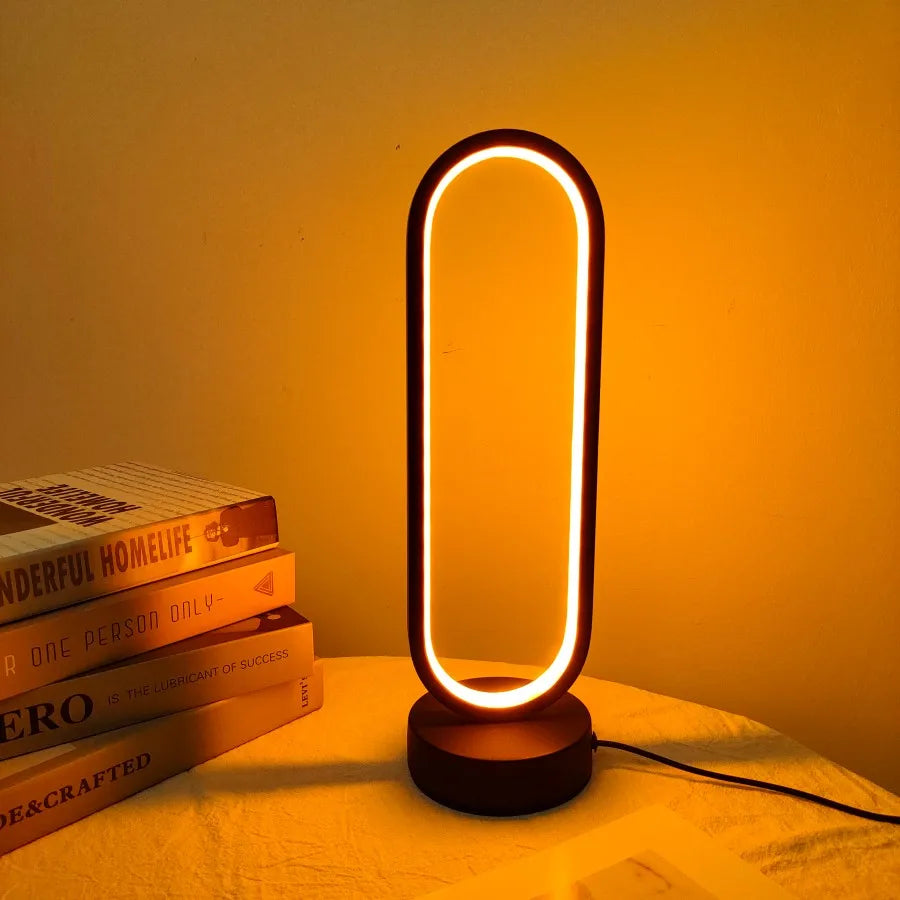 1 lámpara de anillo para dormitorio, lámpara de noche LED con atenuación de tres colores para sala de estar