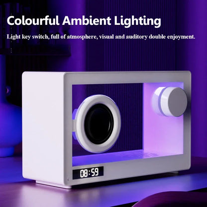 Mini Transparent Visible Bluetooth Speaker with Clock Portable Card Wireless Music Player Desktop LED Atmosphere Lamp Ornaments