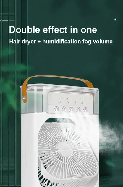 Humidificador de aire doméstico, ventilador portátil, aire acondicionado, ventilador eléctrico USB, luz nocturna LED, vaporizador de agua divertido tres en uno ventilador USB