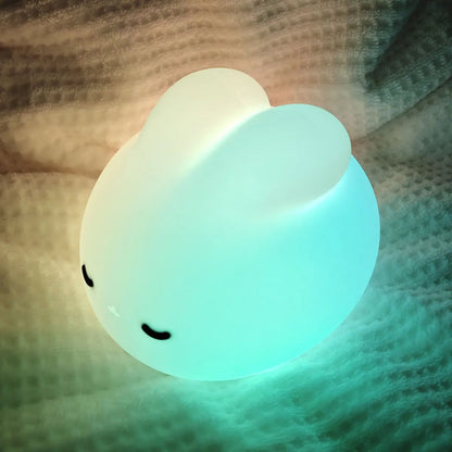 Luz de noche de conejo para habitación de niños, linda lámpara de conejito, regalos para guardería, niñas, niños pequeños, decoración de habitación kawaii, luz de noche de silicona USB