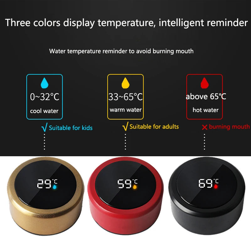 Smart Digital Water Bottle Keeps Cold And Heat Thermal Bottle Stainless Steel Thermos For Baby Children Kids Terms