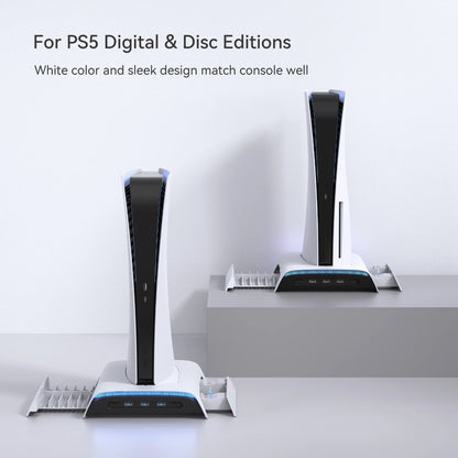 KIWIHOME Cooling Station for PS5 Accessories Vertical Stand with RGB for Playstation 5 Gaming Accessories for PS5 Accessory