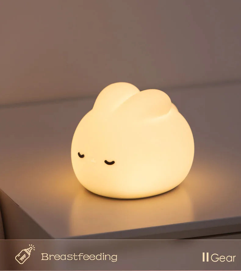 Rabbit Night Light For Kids Room Cute Bunny Lamp Gifts for Nursery Girls Boys Toddler Kawaii Room Decor USB Silicone Night Light