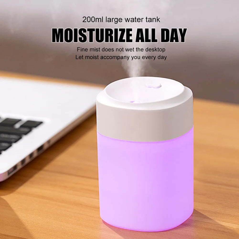 200ML Mini Humidifier USB Ultrasonic Air Humidifier LED Lamp Essential Oil Diffuser Car Purifier Aroma Anion Mist Maker portable