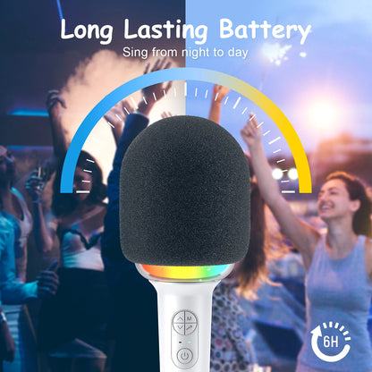 FIFINE Karaoke Microphone Wireless Bluetooth-compatible Handheld Mic with Built-in Speaker,Portable Singing Microphone for Party