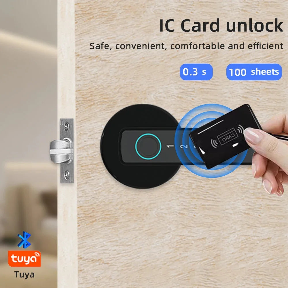 RAYKUBE M5 Tuya BLE Fingerprint Door Lock Digital Electronic Lock with Password/Key/IC Card/ Smartlife/ Tuya APP Unlock