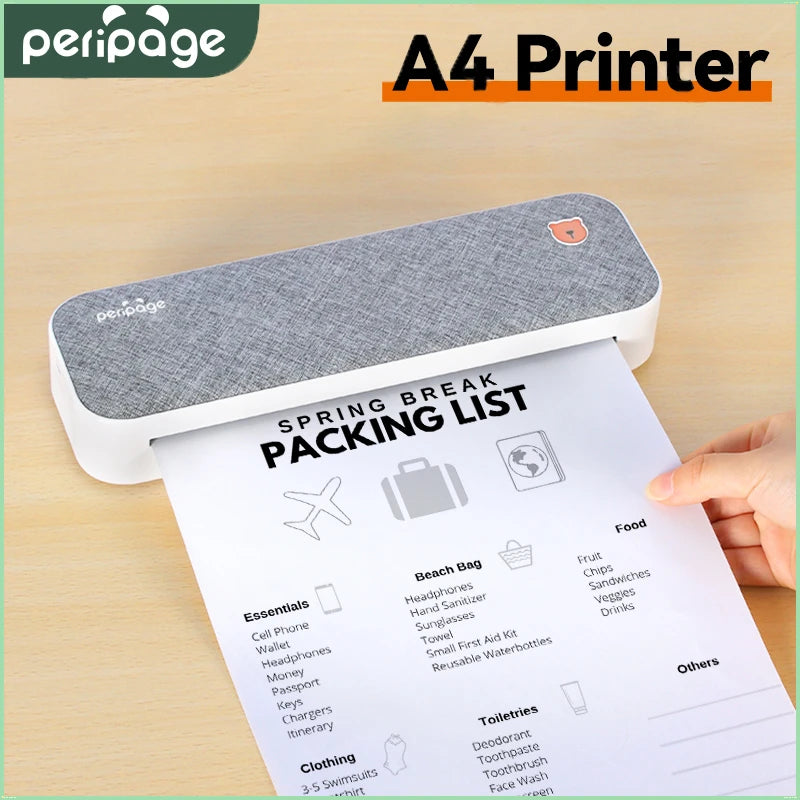 Impresora PeriPage A40, impresora de papel A4, portátil, USB, inalámbrica, Bluetooth, impresora de transferencia térmica para sistema IOS y Android