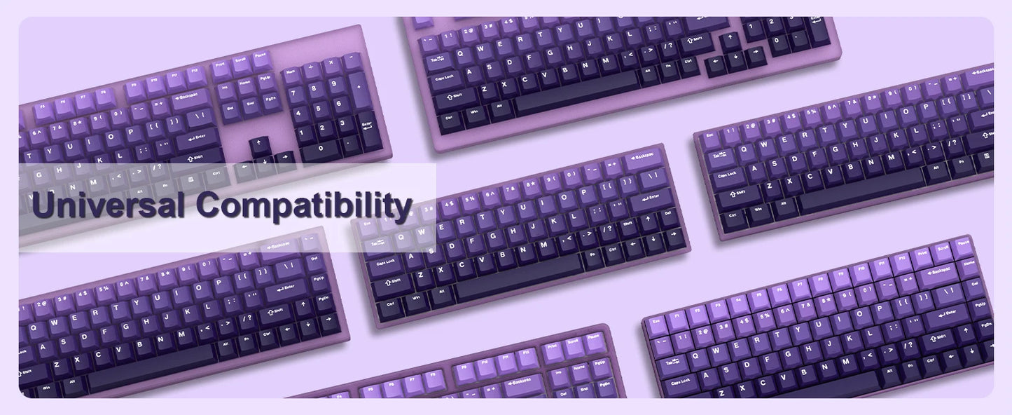 Teclas PBT de 132 teclas con perfil Cherry y doble disparo en morado para interruptores Cherry Gateron MX, teclados mecánicos para juegos