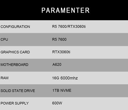 MXZ Gaming PC Ryzen 5 7600 RTX4070/3070  1TB NVME Desktop Computer For System Unit Pc Customize Pc gamer complete