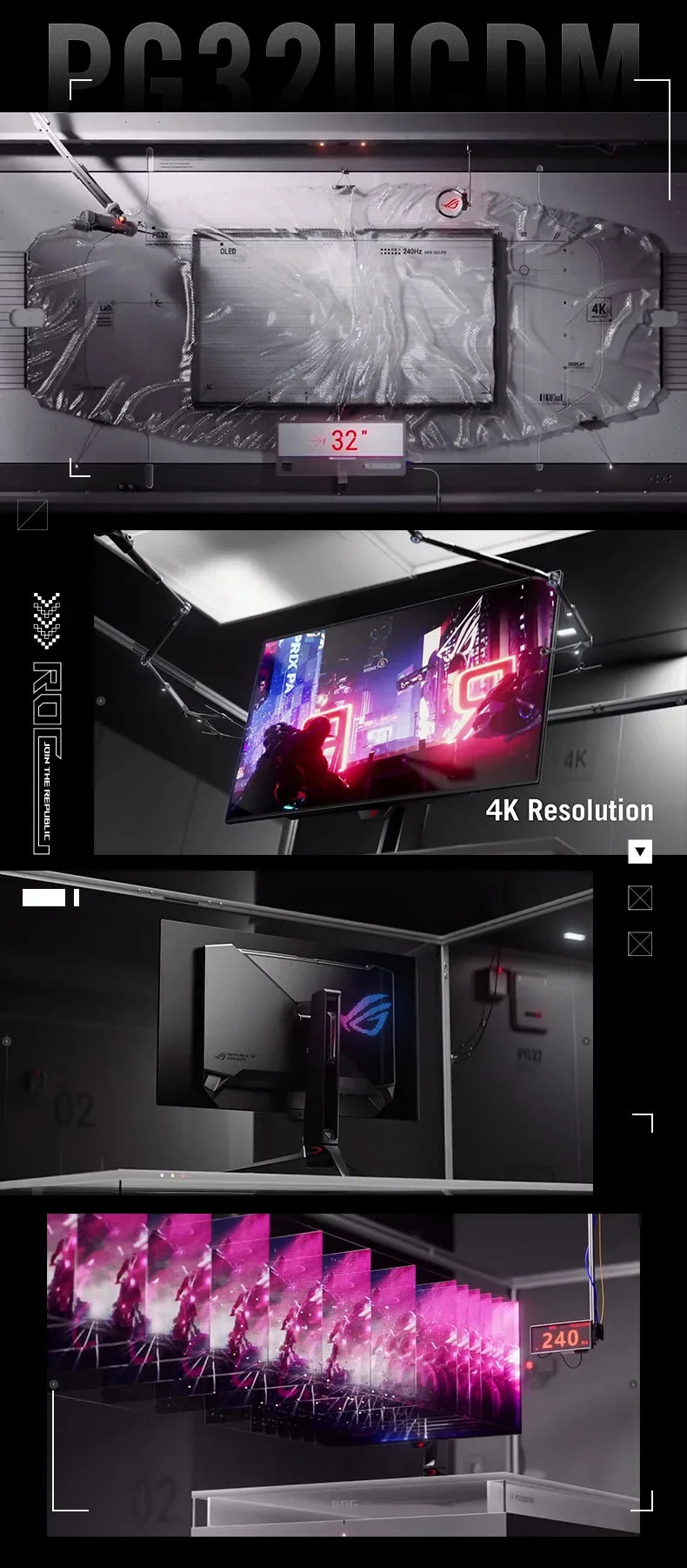 ROG PG32UCDP Monitor da 31.5 pollici Dual Mode 4K 240Hz 480Hz Desktop Laptop IPS Display Screen 1080P PC Gaming OLED Monitor