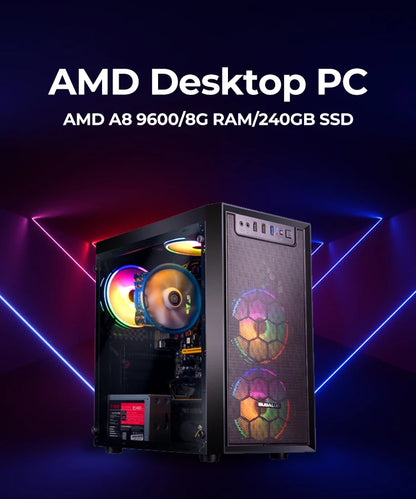 Aotesier   DIY Game Desktop Host Motherboard CPU 16G RAM 500G SSD Power Supply PC Gaming Desktop Computer with A8 7680 CPU gamer