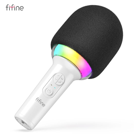 Micrófono de karaoke FIFINE, micrófono de mano inalámbrico compatible con Bluetooth con altavoz incorporado, micrófono portátil para cantar para fiestas