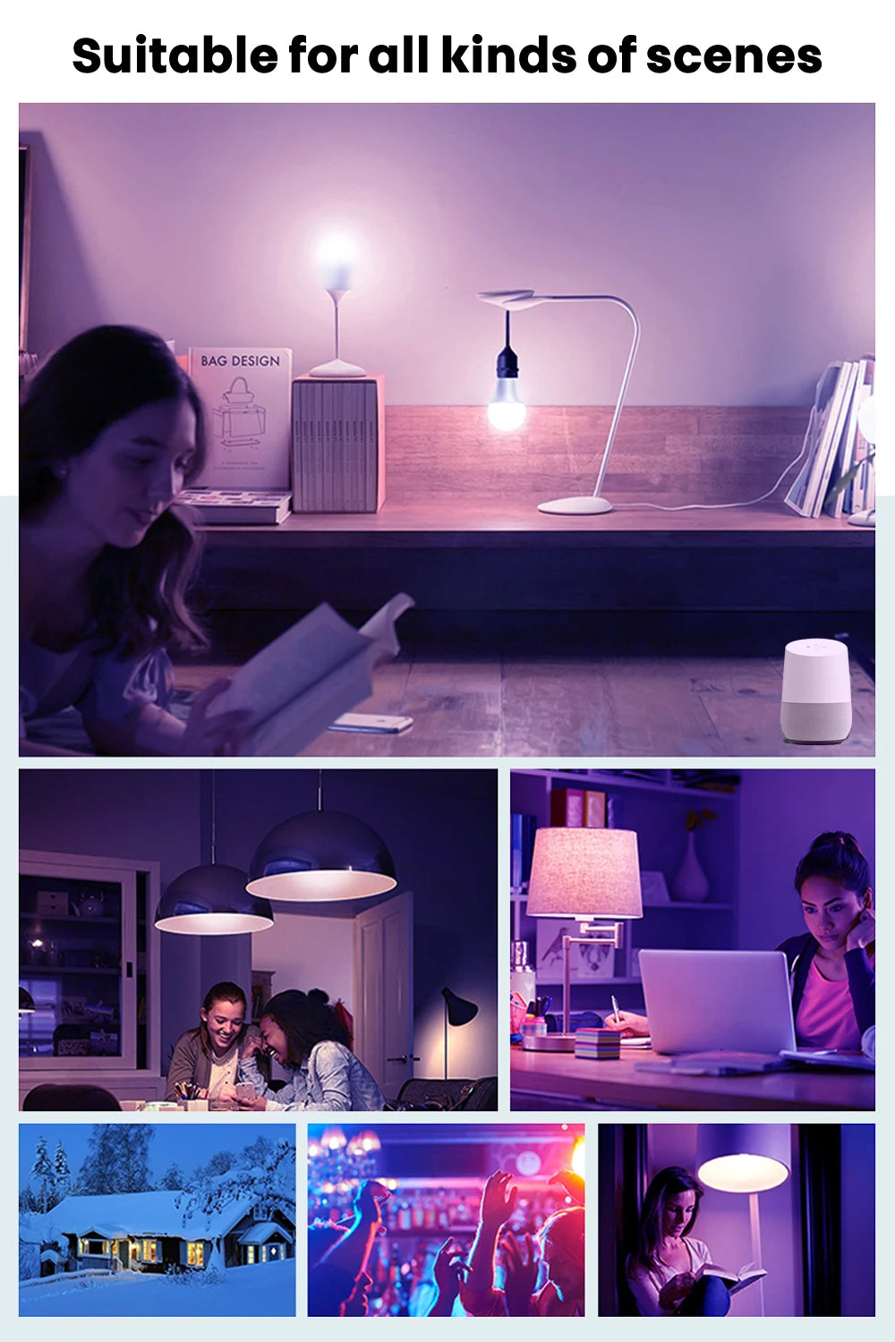 AVATTO Tuya WiFi 智能灯泡，E27 RGB LED 灯可调光，智能生活 APP 远程控制，适用于 Alexa Google Home 的语音控制