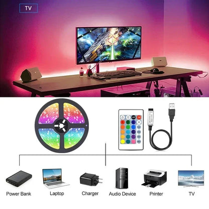 RGB LED Strip Light USB Bluetooth APP Control 5050 Color Changing LED Lights Flexible Lamp Tape Ribbon TV Backlight Room Decor