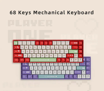 Teclado mecánico para juegos AJAZZ AK680 con cable, compacto, para computadora portátil, eje de color rojo o té, 68 teclas