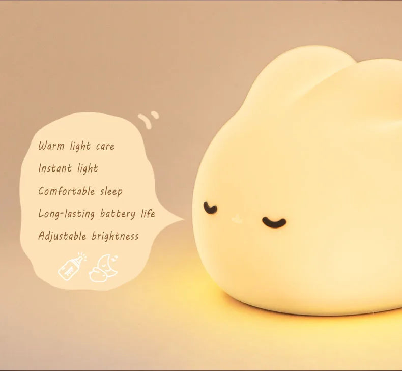 Luz de noche de conejo para habitación de niños, linda lámpara de conejito, regalos para guardería, niñas, niños pequeños, decoración de habitación kawaii, luz de noche de silicona USB