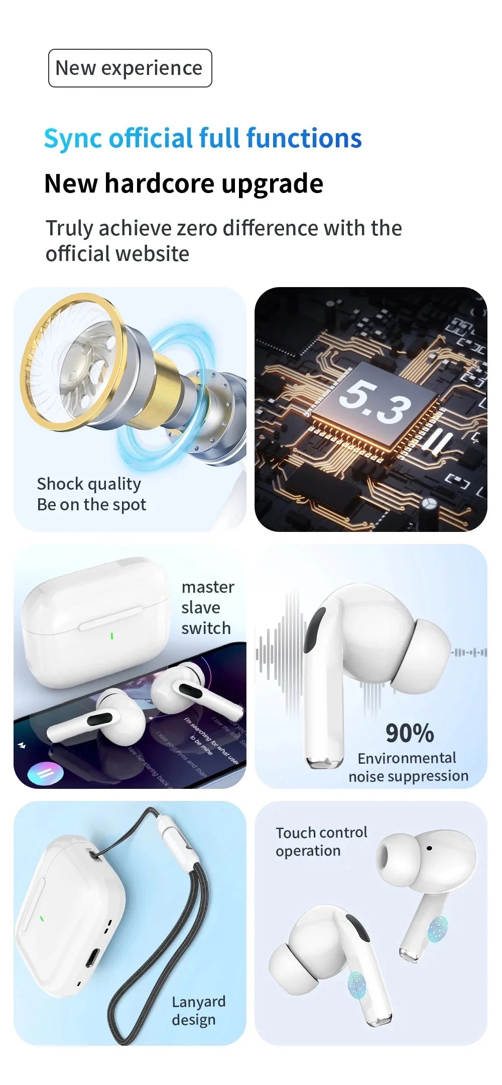 Auriculares Bluetooth Air Pro originales, auriculares Bluetooth 5.3, auriculares para juegos, para iPhone, Apple, Xiaomi, teléfono Android