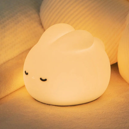 Luz de noche de conejo para habitación de niños, linda lámpara de conejito, regalos para guardería, niñas, niños pequeños, decoración de habitación kawaii, luz de noche de silicona USB