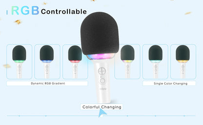 FIFINE Karaoke Microphone Wireless Bluetooth-compatible Handheld Mic with Built-in Speaker,Portable Singing Microphone for Party