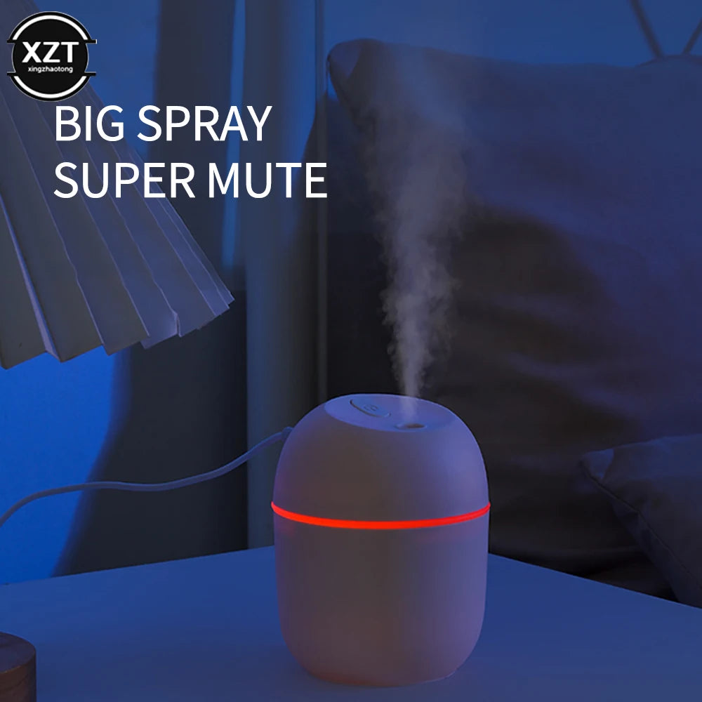 Humidificador de aire portátil Mini de 220 ml, USB, para el hogar, el coche y la oficina, con lámpara LED de noche