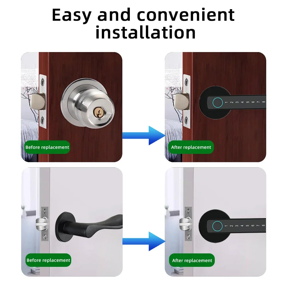 Cerradura electrónica digital con huella dactilar RAYKUBE M5 Tuya BLE con contraseña, llave, tarjeta IC, Smartlife y desbloqueo por aplicación Tuya