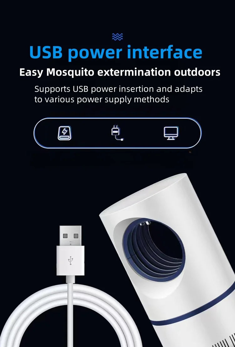 Lámpara repelente de mosquitos portátil, trampa para moscas, lámpara eléctrica silenciosa antimosquitos, recargable por USB para interiores