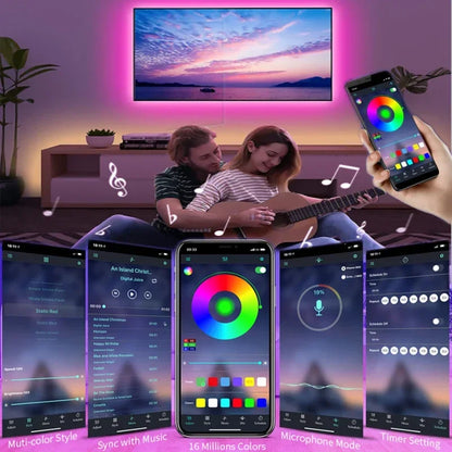 RGB LED Strip Light USB Bluetooth APP Control 5050 Color Changing LED Lights Flexible Lamp Tape Ribbon TV Backlight Room Decor