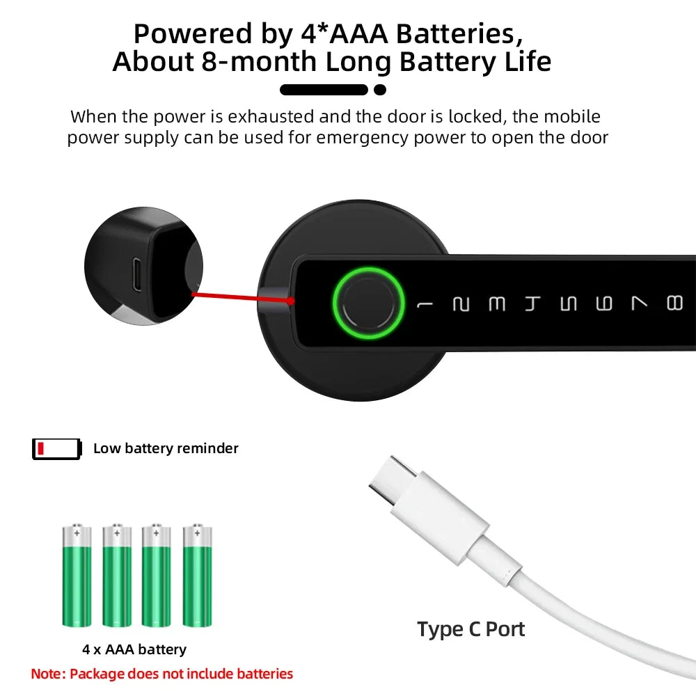 Cerradura electrónica digital con huella dactilar RAYKUBE M5 Tuya BLE con contraseña, llave, tarjeta IC, Smartlife y desbloqueo por aplicación Tuya