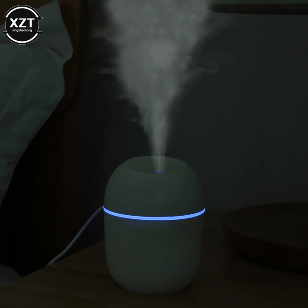 Humidificador de aire portátil Mini de 220 ml, USB, para el hogar, el coche y la oficina, con lámpara LED de noche