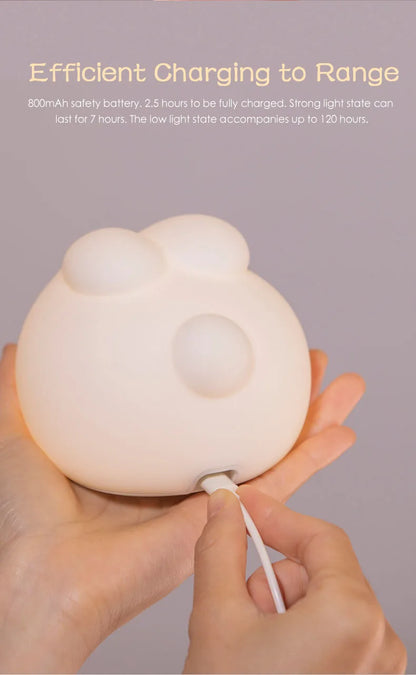 Luz de noche de conejo para habitación de niños, linda lámpara de conejito, regalos para guardería, niñas, niños pequeños, decoración de habitación kawaii, luz de noche de silicona USB