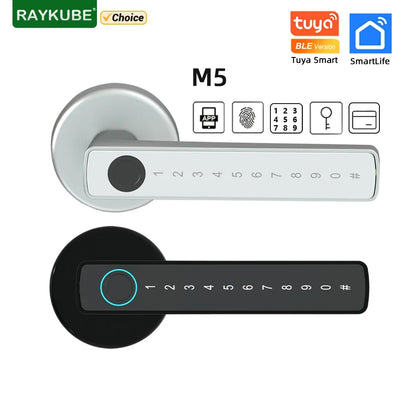 Cerradura electrónica digital con huella dactilar RAYKUBE M5 Tuya BLE con contraseña, llave, tarjeta IC, Smartlife y desbloqueo por aplicación Tuya