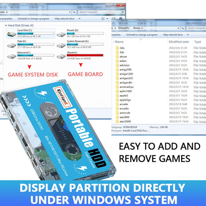 Kinhank Batocera 500G Gaming Hard Drive With 110000 Retro Games For Super Console X PC For PS2/Sega Saturn/Game Cube/WII/DC